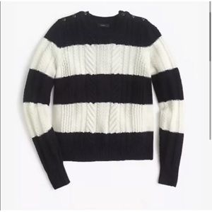 J. Crew Striped Perfect Cable Knit Sweater